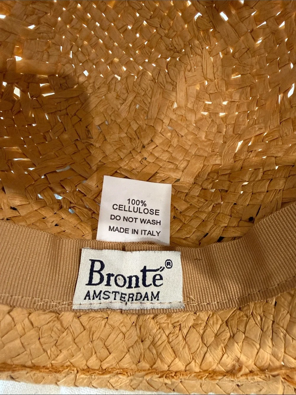Bronte Amsterdam Woven Straw Hat in Natural Tan